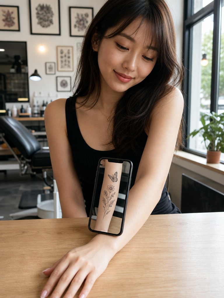 Tattoo preview concept shown on the same arm